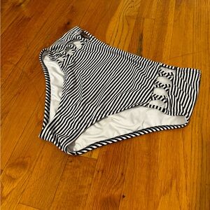 High waisted Black and white stripped swimsuit bottoms